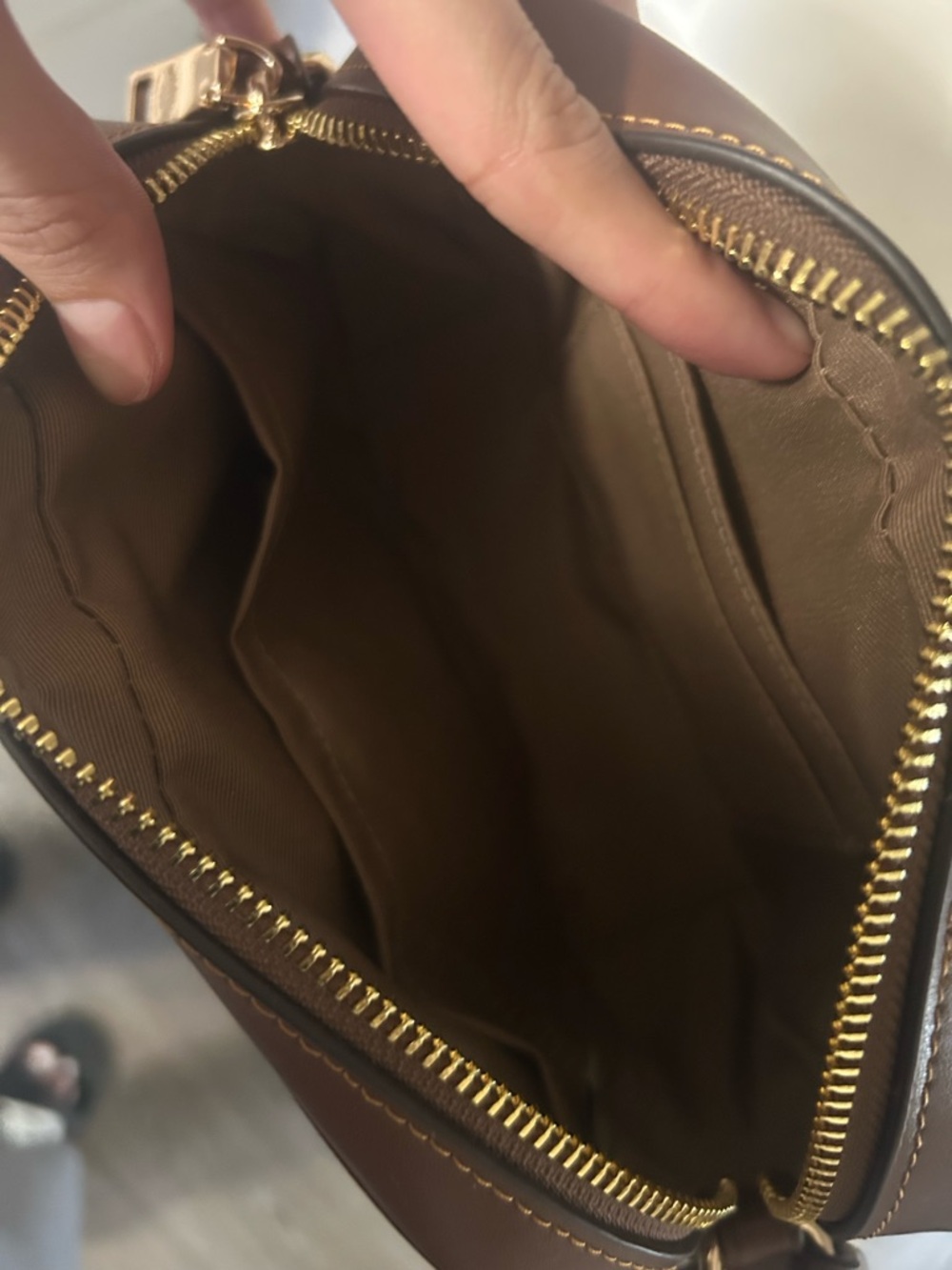 Coach Tan and Brown Monogram Crossbody Camera Bag - Picture 3 of 4